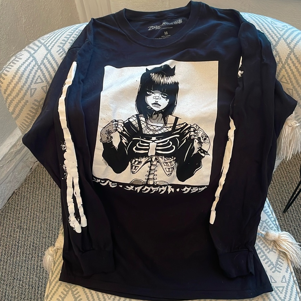 Zombie Makeout Club Long Sleeve Shirt Black Medium  Y2K